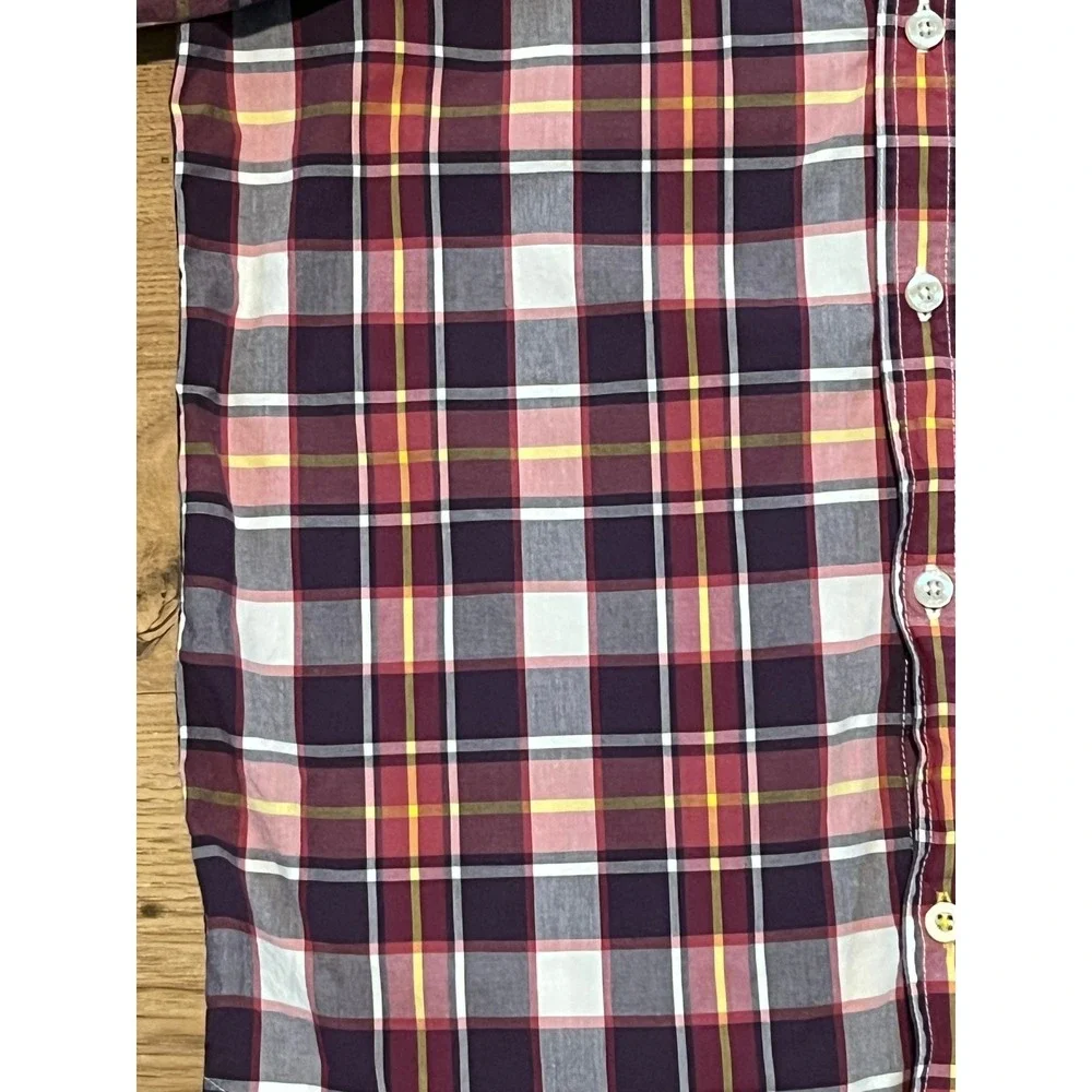 GapKids Button Down Shirt Boys Size L Burgundy Plaid Long Sleeve School Church